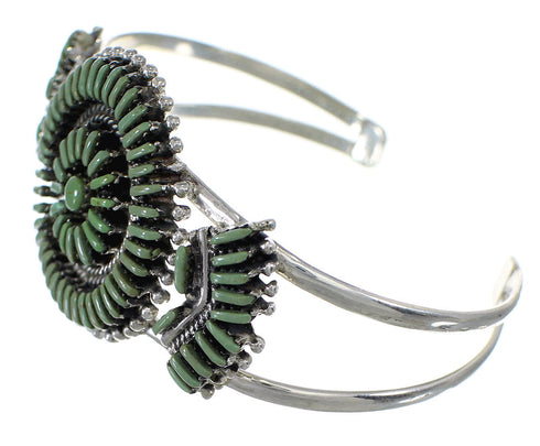 Turquoise And Genuine Sterling Silver Southwestern Needlepoint Cuff Bracelet WX75506